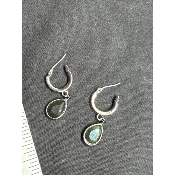 Alex & Ani Earrings Sterling Silver Hoops With Swarovski Tear Drop Crystal Drops - Picture 6 of 10